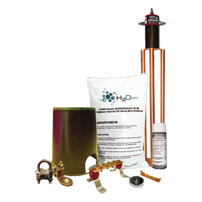 Kit de Puesta a Tierra / Electrodo 100 A / Resistencia < 2 Ohm / Compuesto H2OHM / Diseño Magnetoactivo / Cobre Electrolítico | SIERRA STORE