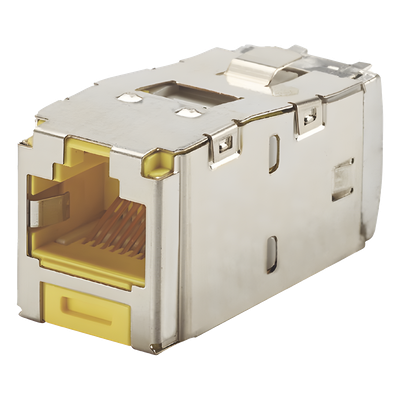 PANDUIT CJS6X88TGYLY - Conector Jack RJ45 Blindado / Categoría 6A / Estilo TG Sin Herramienta / 8P8C / PoE 100W / -10°C a 65°C | SIERRA STORE