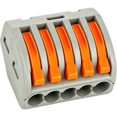 Conector Rápido Push-in con Palanca para Empalmes Eléctricos / Reutilizable y sin Herramientas / 5 Vías / 32 A / Paquete con 100 Piezas | SIERRA STORE
