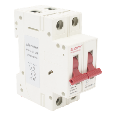 Protector Térmico 2P / 63 A / 800 Vcc / Curva C / 6 kA / Riel DIN / Fotovoltaico | SIERRA STORE