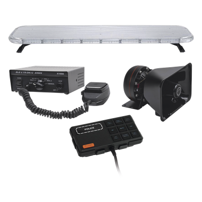 Kit de Equipamiento para Unidades de Seguridad Pública / Barra LED 132 LEDs Hyperlux / Sirena 100W / Control de Tráfico Ámbar / IP65 / | SIERRA STORE