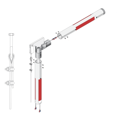 Kit de mástil iluminado de aluminio con Articulación para barreras DKS 1601 | SIERRA STORE