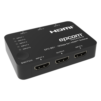 Conmutador HDMI / 5 Entradas x 1 Salida / 18 Gbps / 4K@60Hz / YCbCr 4:4:4 / HDR / Dolby Vision / HDCP 2.2 | SIERRA STORE