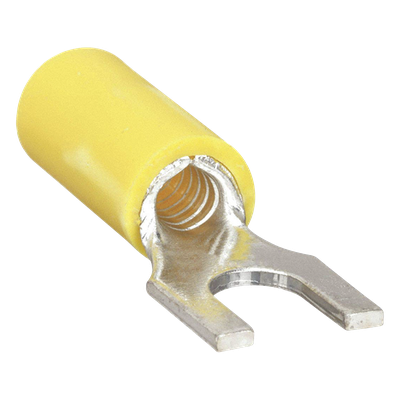 Terminal Horquilla Aislada / 12-10 AWG / Amarillo / 25 piezas / Crimp / 24.3 x 13.4 x 6.8 mm | SIERRA STORE