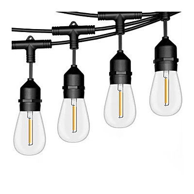 Guirnalda Serie de 24 Luces LED de 24 W / Longitud de 14.6 m (47.9 ft) con 24 Focos S14 / 2700 K Luz Cálida / 111 lm / IP65 Interior y | SIERRA STORE