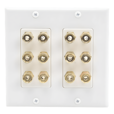 Placa de Pared para Altavoces / 12 Postes Tipo Banana / 6 Canales / Conectores Chapados en Oro / Instalación sin Soldadura | SIERRA STORE