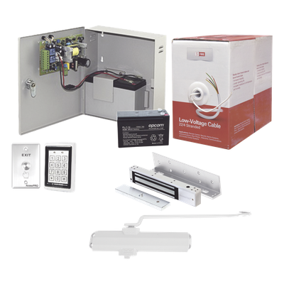 Sistema de Control de Acceso / Teclado Antivandálico con Lector / Chapa Magnética 600 lb (272 kg) / Cierrapuerta 40-65 kg / Fuente | SIERRA STORE