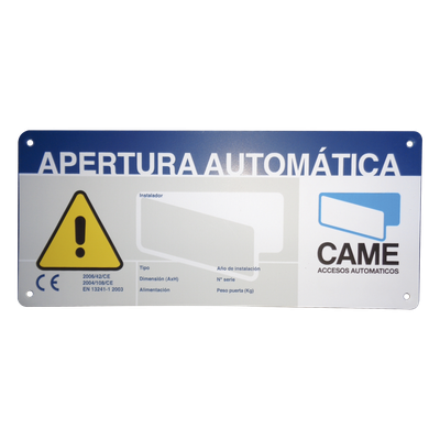 Letrero de Aviso de Peligro / 23 x 10 cm / Exterior / Puertas Automáticas / Fijación en Superficies Lisas | SIERRA STORE