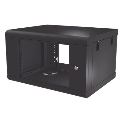 Gabinete de Pared de 6U con Puerta de Cristal Templado, 479.5 mm de Profundidad, Rack de 19'', Acero Reforzado Color Negro. | SIERRA STORE