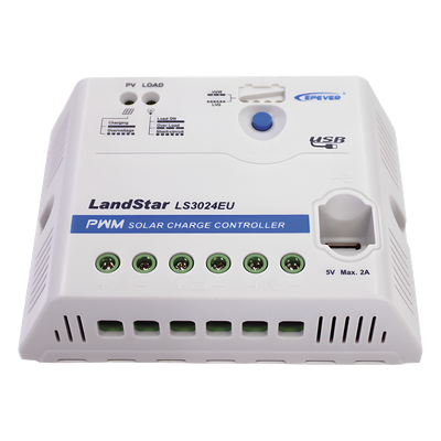 Controlador Solar PWM / 12/24 VDC Auto / 30 A Carga-Descarga / USB 5V 2A / Positivo Común / IP20 | SIERRA STORE