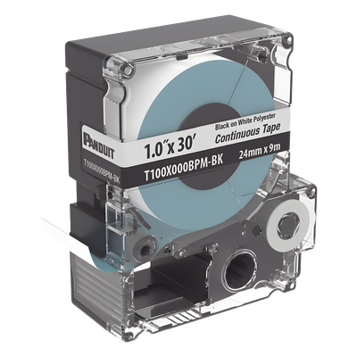 PANDUIT T100X000BPM-BK - Casete de Etiquetas Continuas / Poliéster Negro sobre Blanco / 24 mm Ancho / 9.1 m Largo / -40°C a 125°C / | SIERRA STORE