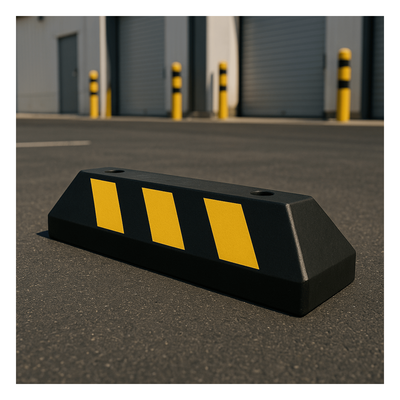 ACCESSPRO AC55TV-2 - Tope de Estacionamiento Vehicular / Hule Reciclado / 55cm / 1.8ft / Franjas Amarillas Reflejantes / Carga 5 | SIERRA STORE