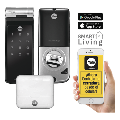 Kit de Hub con Cerradura Inteligente / Código PIN / Biometría / Control Smartphone / WiFi / Hasta 16 Dispositivos | SIERRA STORE