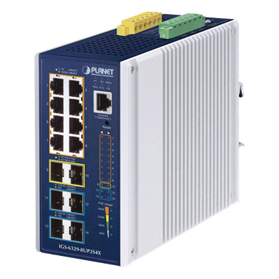 Switch Industrial Capa 3 / 8 Puertos Gigabit PoE++ / 2 Puertos SFP 1G/2.5G / 4 Puertos SFP 10G / Rango de Temperatura -40 a 75°C (-40 | SIERRA STORE