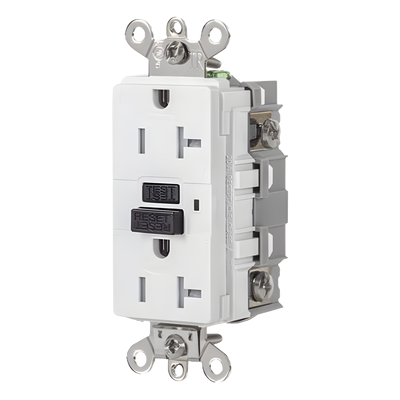 Contacto GFCI / 20 A / 125 V / Resistente a Intemperie / A Prueba de Manipulaciones / Grado Industrial / NEMA 5-20R / Blanco | SIERRA STORE