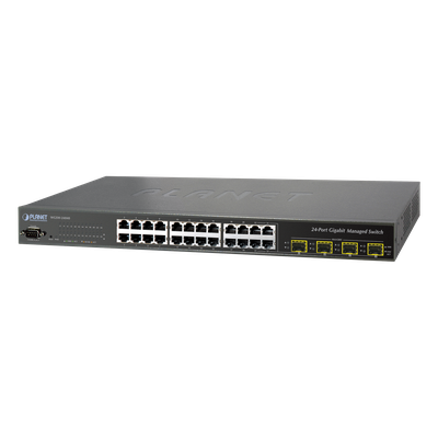 Switch Administrable L2+ / 24 Puertos Gigabit / 4 Puertos Combo SFP / Enrutamiento Estático L3 / Doble Fuente de Alimentación | SIERRA STORE