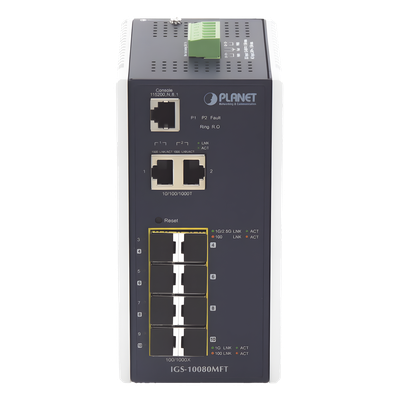 Switch Industrial Administrable L2+ / 8 Puertos SFP 1G / 2 Puertos TP Gigabit / 2 Puertos SFP 2.5G / -40 a 75°C / IP30 | SIERRA STORE