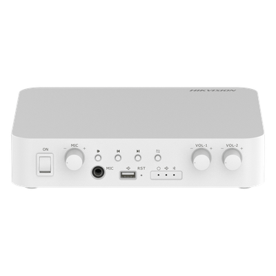 HIKVISION DS-QAE1A80G1-VB/ST - Amplificador de Audio IP / 80 W / 2 Zonas 40 W / 100V/70V / Bluetooth / USB / RCA / Micrófono / Spotify | SIERRA STORE