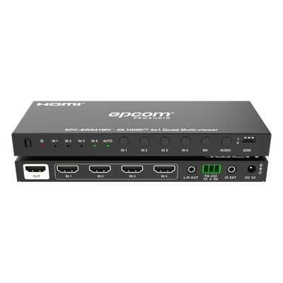 Multivisor HDMI / 4 Entradas x 1 Salida / 4K@30Hz / Vista Cuádruple / Control IR / HDCP 1.4 | SIERRA STORE