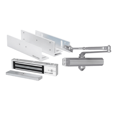 Kit Control de Acceso / Chapa Magnética 600 lbs (280 kg) / Brackets L y Z / Cierrapuertas 150 kg / UL | SIERRA STORE