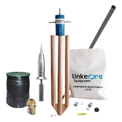 Kit Pararrayo PDC / Avance de Cebado 15 µs / Protección 70 m (230 ft) / Electrodo 200 A / Torre y Mástil | SIERRA STORE