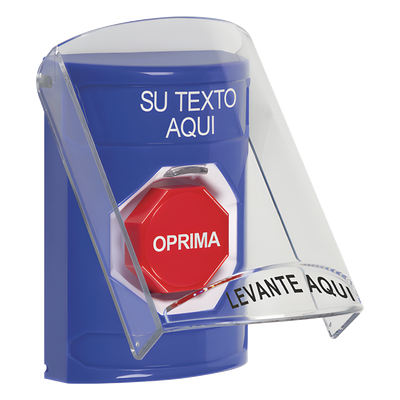 Botón de emergencia con tapa protectora / Restablecimiento con llave / Texto personalizable 2 líneas / LED opcional R/G/B / Montaje en | SIERRA STORE