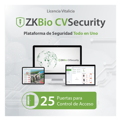 Licencia de Software / Control de Acceso / 25 Puertas / Vitalicia / Biométricos Green Label / ZKBio CVSecurity | SIERRA STORE