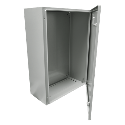 Gabinete de Acero IP66 Uso en Intemperie (400 x 600 x 200 mm) con Placa Trasera Interior Metálica y Compuerta Inferior Atornillable | SIERRA STORE