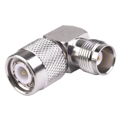 Adaptador Coaxial / TNC Macho a TNC Hembra / Ángulo Recto / Bronce Niquelado / Contacto Oro / Teflón | SIERRA STORE