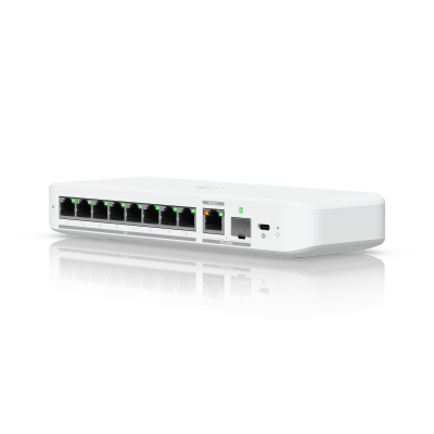 USW Flex 2.5G Switch de 8 Puertos 2.5GbE, con un Puerto de Enlace Ascendente Combinado RJ45/SFP+ de 10 GbE, Incluye Adapta...