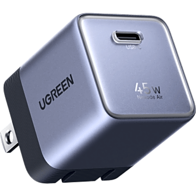 Cargador Rápido GaN de 45W / 1 Puerto USB-C / PD3.0-PPS-QC3.0 / Ultracompacto 36.1×30.7×30.7 mm (1.42×1.21×1.21 in) / Carcasa Ignífuga | SIERRA STORE