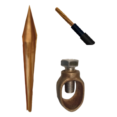 Kit de Puesta a Tierra / Varilla 5/8" x 1.5 m (4.9 ft) / Cable 6 AWG 10 m (32.8 ft) / Conector de Bronce / Aprobación UL 4703 | SIERRA STORE