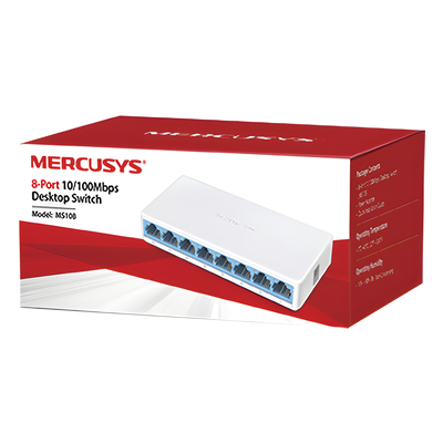 Switch de Escritorio / 8 Puertos 10/100 Mbps / Capacidad de Conmutación 1.6 Gbps / Sin Ventilador / Plug and Play | SIERRA STORE