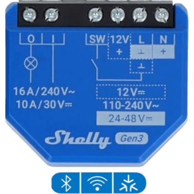 Relé Inteligente Wi-Fi / 16A / Contacto Seco / 110-230V AC / 12-48V DC / Control por Voz / 41x36x16 mm | SIERRA STORE