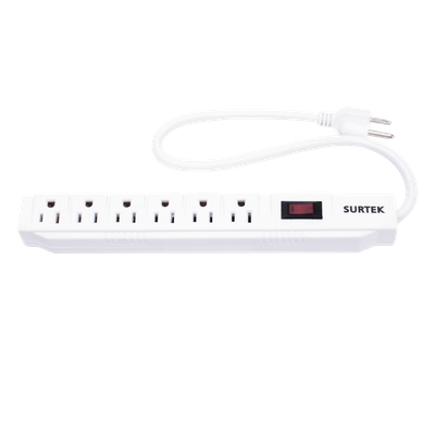 Multicontacto con Supresor de Picos 450 Joules, Voltaje de Entrada: 127 Vca NEMA 5-15P, Con 6 Salidas NEMA 5-15R. | SIERRA STORE