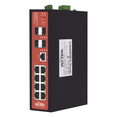 Switch Industrial Administrable PoE / 8 Puertos / PoE Mixto 24V/48V / 802.3bt 60W / -40°C a 80°C / DIN Rail | SIERRA STORE