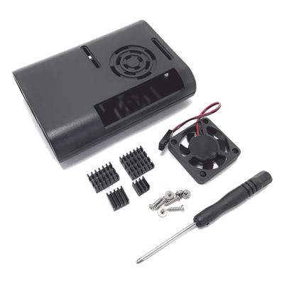 Kit Gabinete para Raspberry Pi 4 / Plástico ABS / Ventilador 30.4 mm / 3 Disipadores Aluminio / Herramientas Incluidas | SIERRA STORE