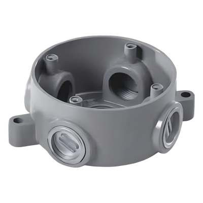 Caja Redonda Estándar sin Tapa / A Prueba de Intemperie / 4 in (102 mm) / 5 Salidas 3/4 in (19 mm) / IK09 / NEMA 4/4X | SIERRA STORE