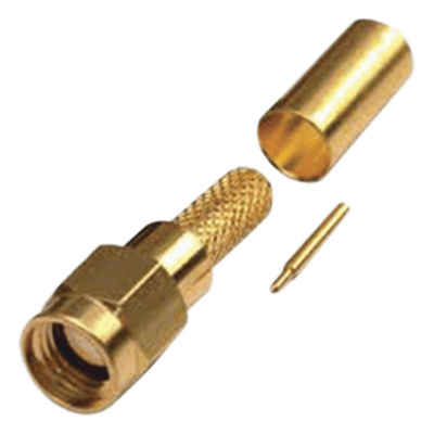 Conector RF SMA Macho / Anillo Plegable / Cables RG-142/U y LMR-195 / Cuerpo Bronce Oro / Aislante Teflón | SIERRA STORE