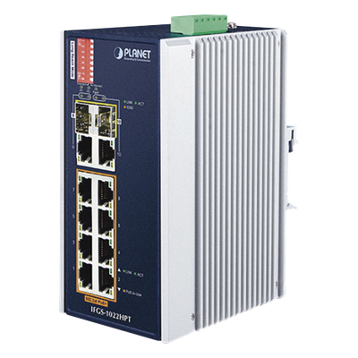 Switch Industrial PoE+ / 8 Puertos 10/100TX / 2 Puertos Gigabit Combo TP/SFP / 240W / -40 a 75°C / Alcance Extendido 250m (820 pies) | SIERRA STORE