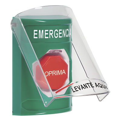 Botón de Emergencia de Superficie / Tapa de Policarbonato / Bocina Pre Alarma / 2 Relés C 10 A / Texto en Español / Solo Interior | SIERRA STORE