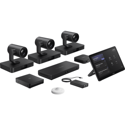 Sistema de Videoconferencia MVC-S98-C5U-004 de Yealink diseñado para Salas Extra Grandes con Triple Cámara Inteligente y F...