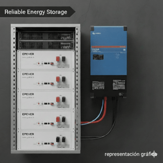 Kit Inversor Cargador  de 4 kW con Salida de 110 Vca y respaldo de 20 kWh en batería de LiFePO4 - VICTRON ENERGY