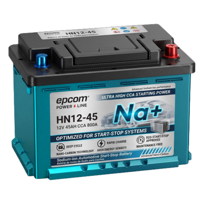 Batería Start-Stop Automotriz / 12 Vcc / 45 Ah / 800 CCA / 540 Wh / 3000+ Ciclos / IP65 | SIERRA STORE
