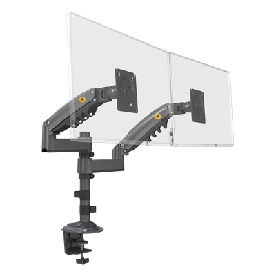 Brazo de Escritorio para 2 Monitores / 17 a 27 Pulgadas / Carga 9 kg por Monitor / VESA 75x75 y 100x100 / Rotación 360° / Amortiguador | SIERRA STORE