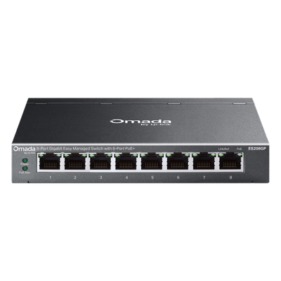 Switch Gigabit Easy Managed 8 Puertos / PoE+ 64W / Cloud Omada SDN / 16 Gbps / Fanless 0 dBA / Alcance Extendido 250m | SIERRA STORE