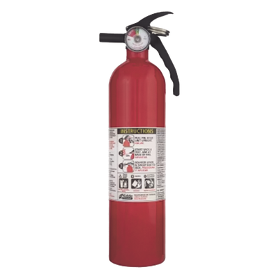 Extintor desechable / Polvo químico seco multipropósito / 2.5 lb / Clase A-B-C / UL 1-A:10-B:C / Soporte de correa plástico | SIERRA STORE