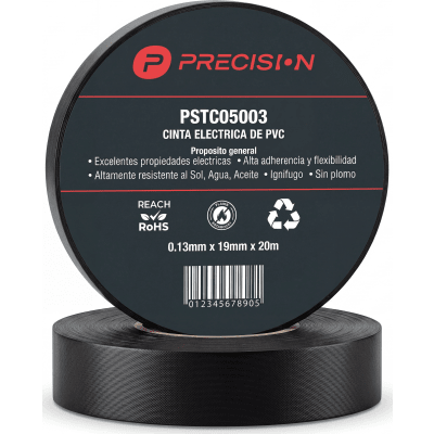 Cinta de Aislar Eléctrica / Vinilo PVC / Espesor 0.13 mm / Ancho 19 mm / Longitud 20 m (65.6 ft) / Aislamiento 600 V / Retardante a la | SIERRA STORE