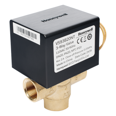 Válvula de Control Eléctrica de 3 Vías / Retorno por Resorte Normalmente Cerrada / 110 V CA / DN20 NPT 3/4" / PN20 / IP20 | SIERRA STORE