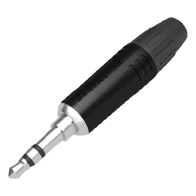 Conector Estéreo Macho 3.5 mm / Carcasa Cromada Negra / Contacto Niquelado / Cable OD 2-4.5 mm | SIERRA STORE